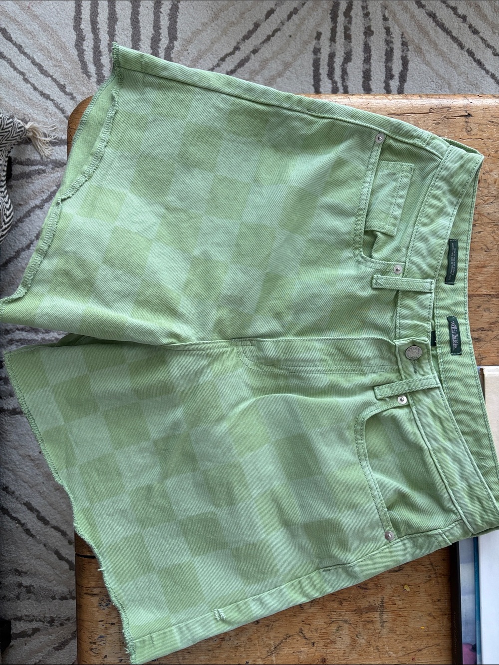 wild fable Light Green Checker High-Waist Shorts